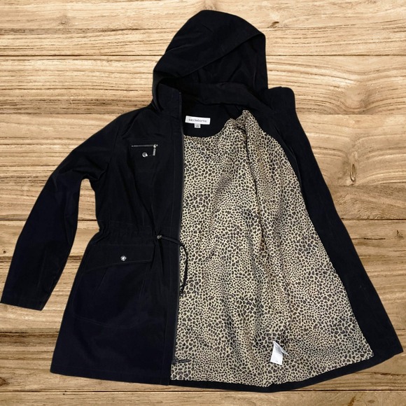 Liz Claiborne Jackets & Blazers - Liz Claiborne Womens Black Anorak Jacket Leopard Lining XL Drawstring Waist